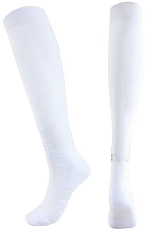 LXRHLIKG Fechtstrümpfe, Fechtausrüstung, Hohe Lange Sportsocken für Florett-, Degen-, Säbelfechter, Fechtsocken mit Atmungsaktivem Netzdesign, Fecht-kniestrümpfe(White,L)