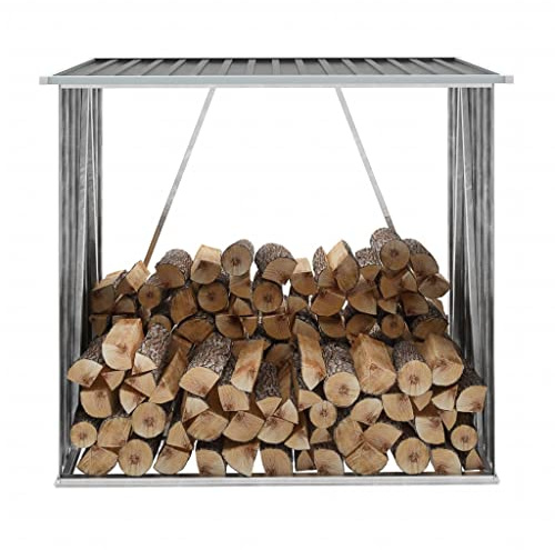 Myheimly Brennholzlager Kaminholzunterstand Brennholzregal Brennholzunterstand Kaminholzständer Holzlager Verzinkter Stahl Anthrazit,163 x 83 x 154 cm