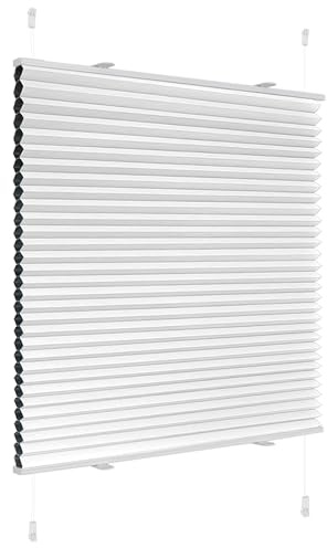 Plissee Verdunklung Klemmfix Wabenplissee B70 x H130 cm Weiß Thermoplissee ohne Bohren Faltrollo für Fenster & Tür, 100% Blickdicht, Sicht- & Schallschutz Wärmehaltung Verdunklungsplissee
