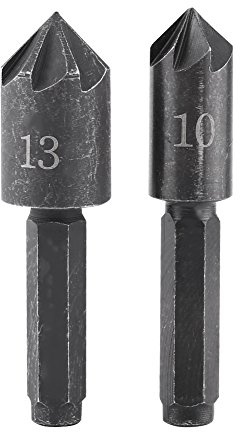 2 Pieces Countersink Drill Bit Set, 7 Flute 82 Degrees High Speed Steel Countersink Bits, 1/4 Inch QuickChange Hex Shank for Metal, Wood, Stainless Steel, Carbon Steel