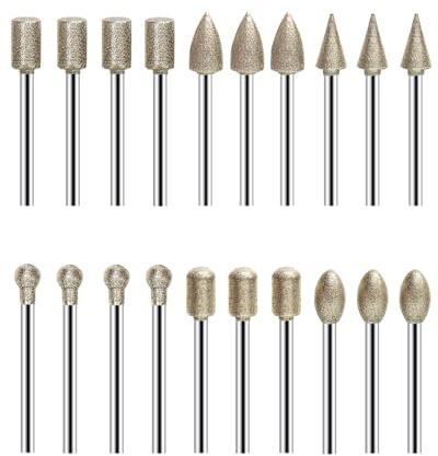 UCEC 20PCS Tungsten Carbide Rotary Burrs Set for Dremel Drill Bits – 120 Grit Die Grinder Bits, for Dremel Rotary Tool Accessory, Rotary Tool Bits for Fine Wood Carving, Metal Detailing, Polishing