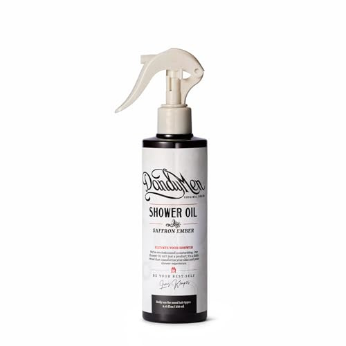 DandyMen Shower Oil for Men – Hydrating In-Shower Body Wash & Cleanser with Sunflower & Avocado Oils – 8.45 oz, Saffron Ember