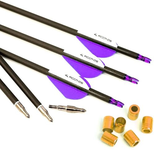 6/12pc Longitud Personalizada Flechas de Carbono 300/350/400/500/600/700/800 Spine Punta Extraíble 2 Pluma de Plástico Flecha de Puntería Flecha de Caza para Arco Recurvo Arco Compuesto Tiro con Arco