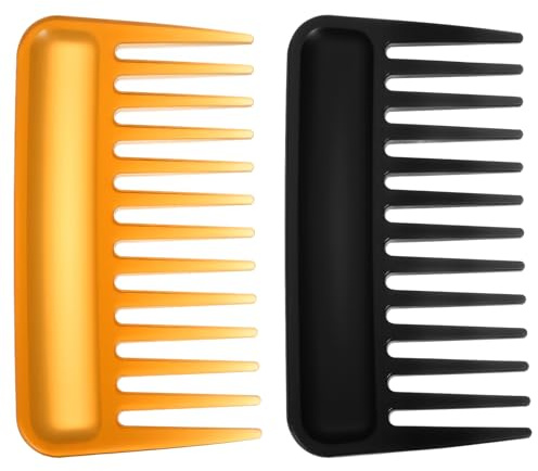 Mabor 2Pcs Mini Wide Tooth Comb, Small Travel Detangling Comb | Pocket Hair Combs Portable Thick/Curly Hair Styling Combs for Women Men, Yellow & Black, No Handle
