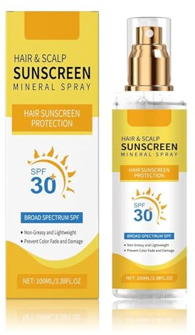 Kopfhautschutzspray Sonnenschutz LSF 30+, Haar Kopfhaut Sonnenschutz Mineral Spray, UV-Schutz für Kopfhaut & Haar, nicht fettende & leichte Formel für Wandern/Strand/Outdoor (1)