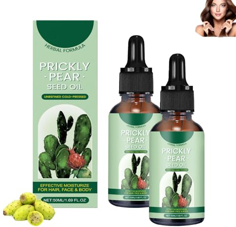 Cactus Pear Seed Oil, Organic Cold Pressed Oil, Face Oil for Gua Sha, Anti-Ageing Argan Oil, Prickly Pear Seed Oil, Against Wrinkles and Dark Circles, Firming Moisturising, for Face, Body, Hair (2