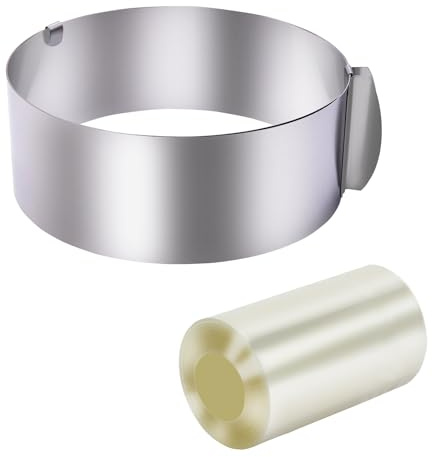 Urxirha Set di stampi per torte da 15-30 cm, regolabili, per mousse, 6,1 cm, con fogli di acetato da 7,6 cm, per cottura e decorazione