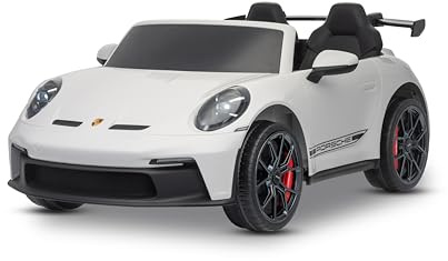 Beneo Motors Porsche 911 GT3 voiture électrique enfants 24V 2 places 4x4, Blanc, 4 x 200W moteurs, batterie lithium, télécommande parentale 2,4 GHz, suspension, USB/AUX, phares LED, licence officielle