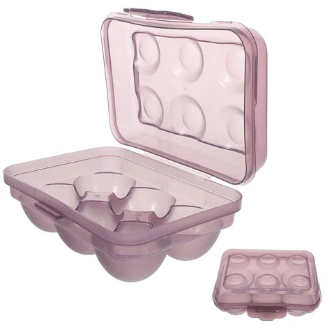 POPETPOP Boîte à Œufs Portable 6 Compartiments En Pp Transparent Violet, Antichoc Et Incassable, Pour Camping, Pique-niques Et Conservation Extérieure Des Œufs
