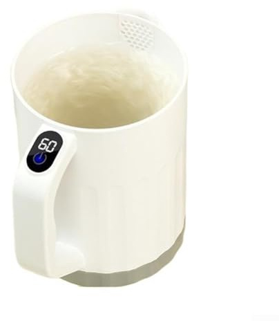 Tasse à café auto-mélangeuse, rechargeable et magnétique, en acier inoxydable, affichage de la température intérieure pour thé au lait (blanc)