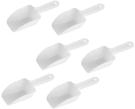 DOITOOL 6pcs Pelle à Glace en Plastique Blanche Manche Antidérapant Résistante au Froid et Fond Plat Cuisine et Service de Riz ou Farine