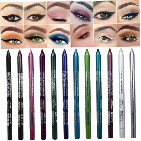 Ensemble d'eyeliner 12 couleurs, stylo Eyeliner Gel imperméable, anti-taches, crayon pour les yeux mat scintillant pour débutants, ensemble de maquillage torsadé