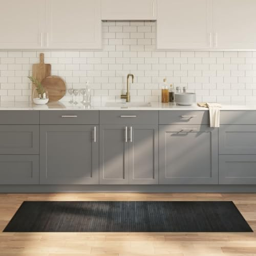 Owoxanthellate Bambusteppich Grau 70x200 cm Modernes Design mit Rutschfester Unterseite Robust und wasserabweisend für Wohnzimmer Schlafzimmer Flure