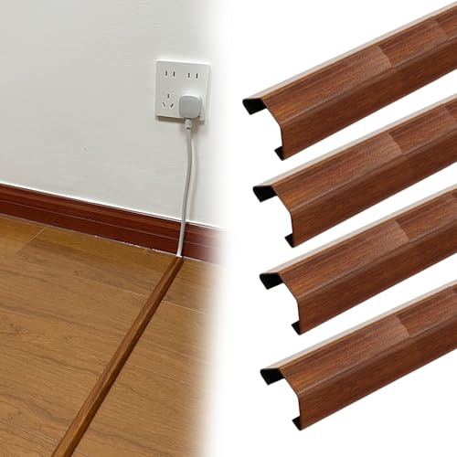 kabelkanal Braune Kabelkanalabdeckung mit Holzmaserung, 50 100 150 180 cm Länge, Dicker Kabelkanal für Kabel mit Selbstklebender Rückseite(4 PCS,W 100 MM L 50 cm)