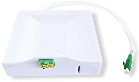 CONBIC® FTTH ZIEHBOX DUPLEX (NEU: Reservefaser) Glasfaserkabel vorkonfektioniert in Anschlussdose, LC/APC 8°, transparent, ultradünn, OS2 Patchkabel, 0.9mm, FTTH Lichtwellenleiter, G.657.B3 (5m)