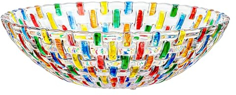 Bbajszx Handbemalte Bunte gewebte Glaskristall Salat und Obstschale, Tischdekoration, Tafelaufsatz für Zuhause, Büro, Party, Hochzeit, Süßigkeiten, Kuchenteller