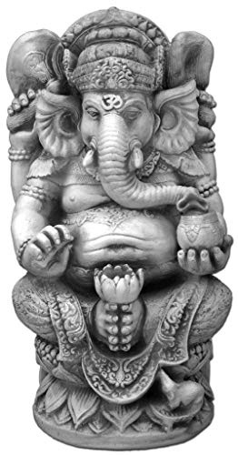 gartendekoparadies.de Figur des göttlichen Ganesha (Grau), Steinfigur, H. 60 cm, 57 kg, Grau, frostsicher aus Steinguss für Außenbereich
