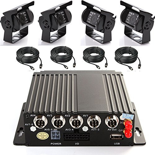 Wen y Cheng 4 ch funda para AHD DVR 3 G GPS Grabadora de vídeoaudio en tiempo real con mando a distancia + 4 pcs resistente al agua 18 IR LED HD cámara + 4pcs Cables Kit de vigilancia para coche bus