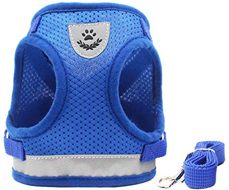 smalllee_lucky_store Reflektierendes weiches Netzgewebe,Hundegeschirr mit lein, katzengeschirr ausbruchsicher,ekein Ziehen, verstellbare Schnalle,welpen,kleine Hunde