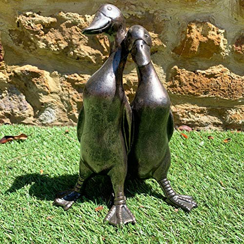 Darthome Vintage Duck Garden Statue Sculpture Pair Of Love Ducks Decorative Ornament Bronze