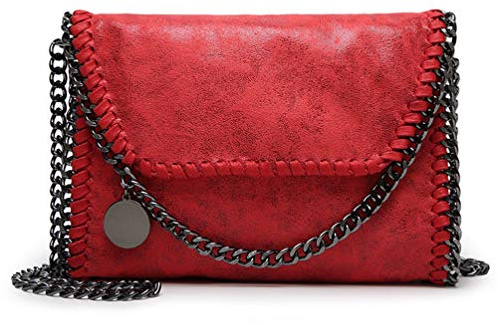 Valleycomfy Damen Handtaschen Clutches Elegante Schultertasche Metallic Kette Riemen PU Leder Cross Body Taschen Handtasche