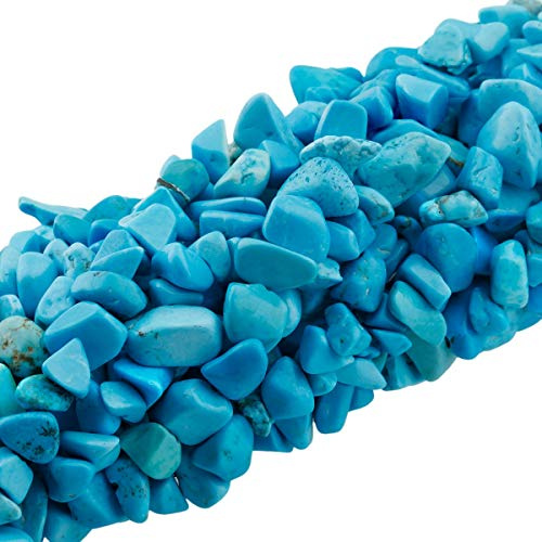 KYEYGWO Lose Perlen Strang Edelsteine Chip mit Loch Blau Howlith Türkis | Unregelmäßig Kristall Trommelsteine zum Auffädeln für Charms Armbänder Schmuckherstellung und DIY Handgefertigt Craft