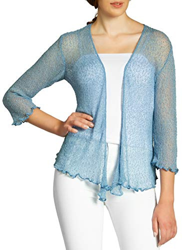 Caspar STJ022 leichte Damen Sommer Strickjacke mit 3/4 Arm