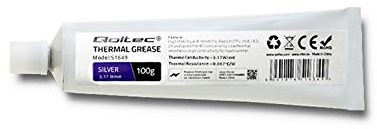 Qoltec Pasta térmica 3.17 W/m-K 100g Plata, 12 μm, 2,4 g/cm³, Tubo, 51649