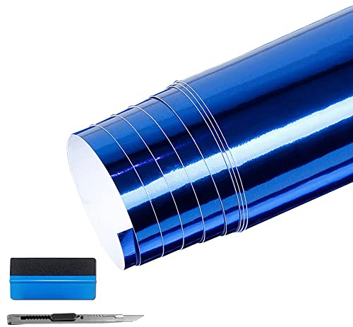 NewL glänzende Chrom-Blau Vinylfolie 30 x 150 cm,Selbstklebend
