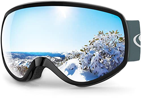 Findway Skidmask för barn 3 till 8 år - Masuqe Skidglasögon för barn för pojkar och flickor med anti-dimma kompatibel med skidhjälm för snowboard sport (silverlins (VLT 8%))