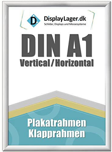 DisplayLager, qualité danoise - Cadre encliquetable A1 blanc avec profil en aluminium de 25 mm, vitre de protection antireflet, matériel de fixation