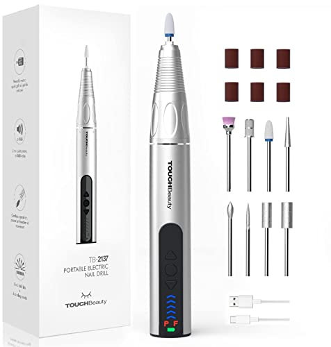 Elektrische Nagelfräser,TOUCHBeauty Nagelfräser für Gelnägel, Elektrische Nagelfeile mit 5 Einstellbarer Geschwindigkeit, Fräser für Gelnägel, Pediküre Maniküre Set für Gelnägel, USB Wiederaufladbar