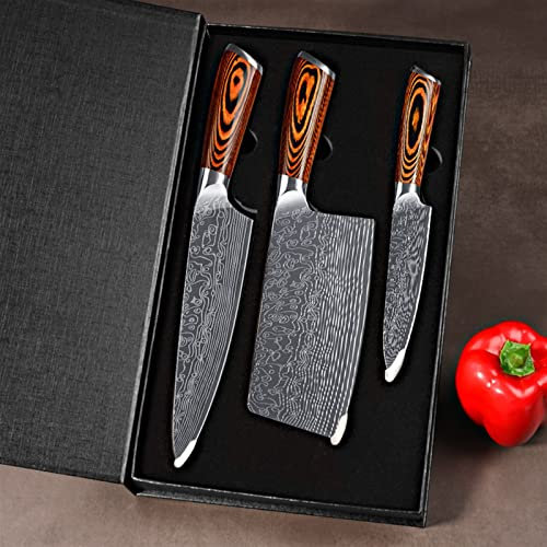 WERWER Acier Inoxydable 5Cr15 Modèle Set Chef Couteau Couteau de Fruits Cuisine Cuisine Couteau Couteau Cadeau Cadeau Trois pièces Couteau en Acier Couteau (Color : C086 Set of Knives)