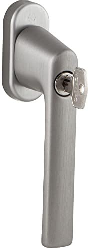 HOPPE Fenstergriff abschließbar VarioFit - VK 7x32-42mm - abschließbarer Fenstergriff mit Schlüssel, Aluminium Edelstahl Effekt matt gebürstet