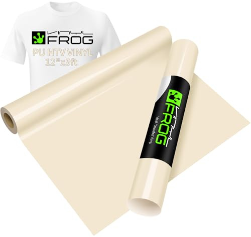 VINYL FROG Plotterfolie Textil Beige Flexfolie Plotter Textil 30,5cm x 155cm Heat Transfer Vinyl HTV für DIY T-Shirt, Stoffe