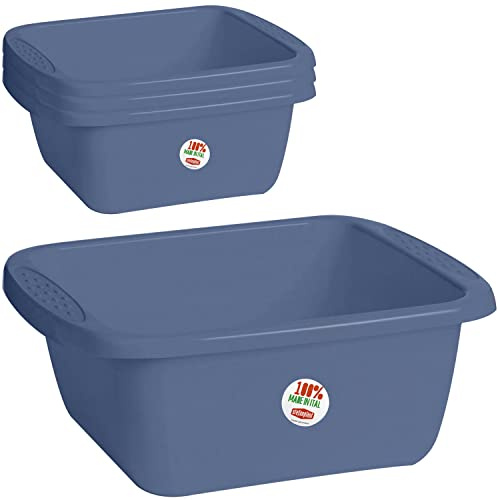 4x Schüssel 17L rechteckig 45x35x18cm Blau Kunststoff Fußbad Pflege nestbar