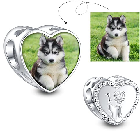 NINGAN Amo a mi perro 925 Sterling Silver Personalized Photo Customization Charm DIY Gift para Mujer Pulsera Collar