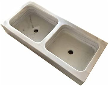 FREGADERO DE MÁRMOL BLANCO NATURAL, DOS SENOS, FORMA RECTANGULAR 100cm X 45cm, PRODUCTO ARTESANO