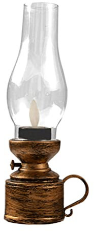 USHOBE 1Pc Lampe À Pétrole LED Sans Flamme Vintage Lanternes De Lampe À Huile En Verre Lampe À Pétrole En Plastique Lanterne À Huile Rétro Décoration Décorative Lampe Ouragan Antique