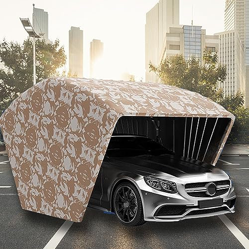 Posto Auto Coperto Mobile per Tutte Le Stagioni, Garage per Tenda per Auto semiautomatico, Copertura Parasole per Auto Resistente ai Materiali in Acciaio,5.9 * 2.5 * 2.45M/19 * 8.2 * 8ft