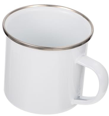 LIFKOME Sublimation Blank Enamel Mug with Silver Rim 12oz Stainless Steel Coffee Cup DIY Photo Coated Water Mug for Office and Home Use