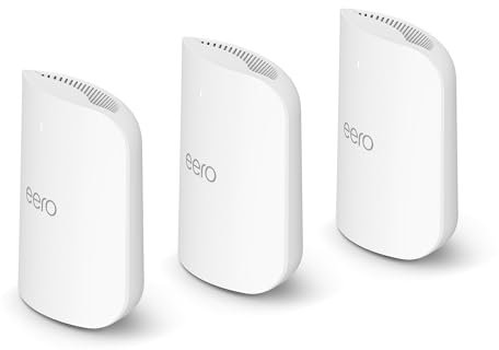 Router Wi-Fi 7 mesh tri-band Amazon eero Pro 7 (modello più recente) - Supporta connessioni Internet fino a 5 Gbps, copertura fino a 560 m², confezione da 3