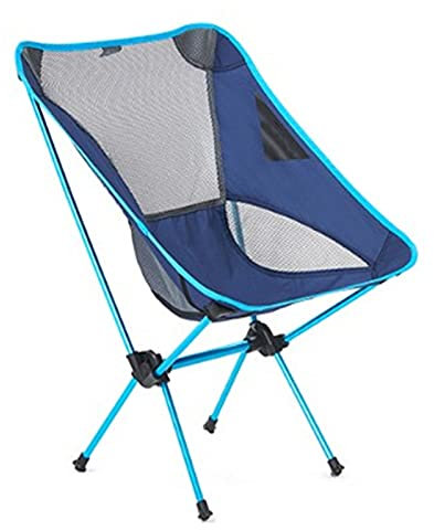 Kompakter und praktischer Klappstuhl für den Außenbereich – ideal zum Angeln, Camping und für Strandaktivitäten – lässt sich für ein erholsames Nickerchen leicht zurücklehnen – leuchtend blaue Farbe