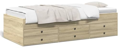qohoio Tagesbett mit Schubladen Daybed Bett Mit Schubladen Tagesbett Jugendbett Daybed Sonoma-Eiche 90x200 cm Holzwerkstoff - 3280876