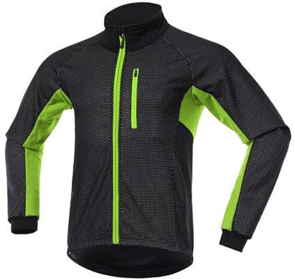XYHAOAI Herren Fahrrad Jacke Thermo Radjacke Herren Fahrradjacke Winter Fahrradbekleidung Fleece Radsport-Jacken für Radfahren Laufen Wandern Outdoor,Grün,XL