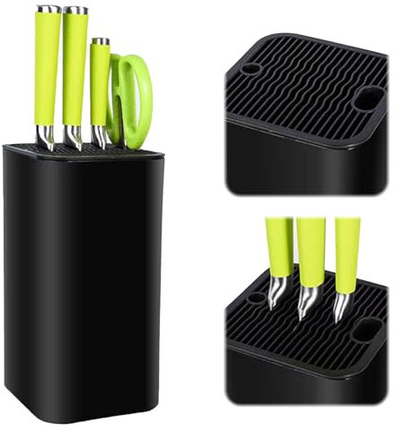 Messerblock Ohne Messer, Universal Messerblock Schwarz mit 21 Schlitzen und Abflussdesign, Schwarz Runder Messerblockhalter Unbestückt Messerhalter für Alle Küchenmesser