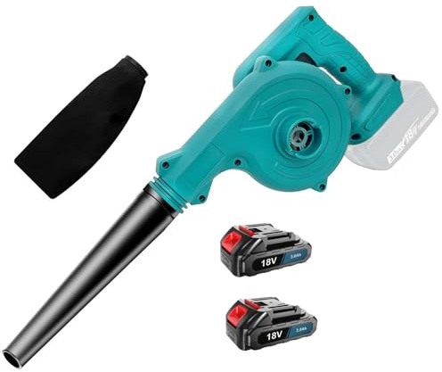 Akku Laubbläser für Makita 18V Akku, Laubbläser kabellos mit 2X 3.0AHAkku,180CFM, 3.8m³/min, für die Beseitigung von Laub/Schlamm/Schnee/Autostaub