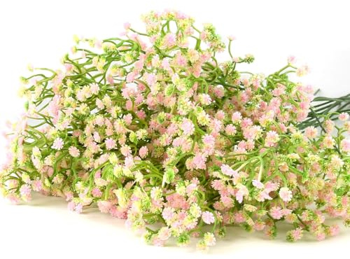 XIAQICA 12 Stück Schleierkraut Künstlich 52cm Schleierkraut Künstliche Blumen Biegbar Perfekt für Heimdekoration, Kunsthandwerk, Hochzeits Brautsträuße Rosa