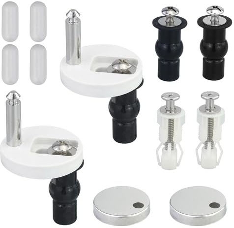 Lot de 6 fixations pour abattant de WC et 4 pièces de ferrures d'étanchéité anti-collision autocollantes pour siège de WC - Charnières pour lunette de WC