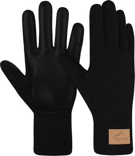 normani Herren Merino Handschuhe Wollhandschuhe Winterhandschuhe Thermohandschuhe mit verstärkter Handinnenfläche aus Schafleder